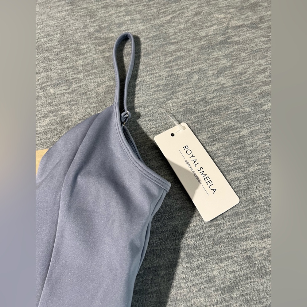 Royal Smeela 1 piece swimsuit swimwear women’s L colorblock deep v back blue new - Picture 3 of 10